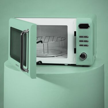 Мікрохвильова піч Cecotec Proclean 5110 Retro Blue з грилем, 20л, 700W, 8 програм, таймер 60 хв, функція розморожування, ретро-дизайн, зелена