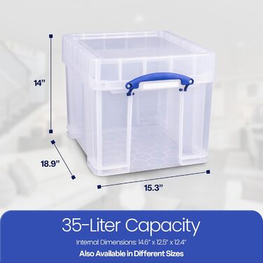 Прозора пластикова коробка для зберігання Really Useful, 35 л, XL