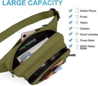 Гірчатка на пояс для жінок та чоловіків, водовідштовхуюча, з тримачем для пляшки, універсальна, для піших прогулянок, прогулянок з собакою, активного відпочинку (зелена)