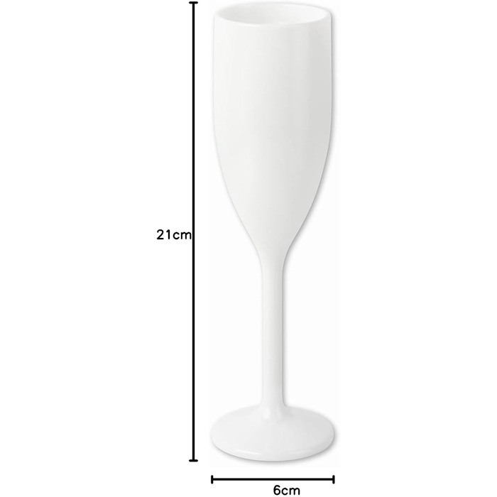 Schramm® Reusable Champagne Flutes in white, available in sets of 6, 12, 24, or 48 pieces. 150 ml capacity. Champagne glasses, sparkling wine flutes, sparkling wine goblets, stemware. Champagne glasses, capacity: 6 pieces