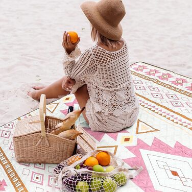 Пікнікова ковдра LARUTAN Boho 200x200 см, водонепроникна, складна, для пляжу, кемпінгу, відпочинку, зелена, 200x300 см