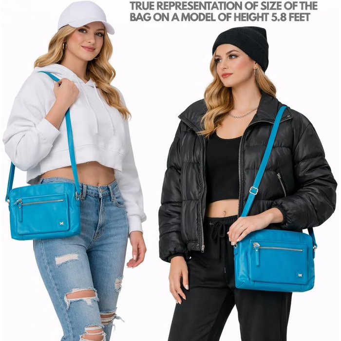 Сумка через плече Wise Owl з натуральної шкіри Air Blue Nappa для жінок та чоловіків, маленька кросбоді сумка з 5 кишенями на блискавці