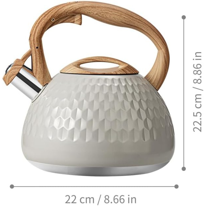 Чайник Teekessel 2.7л з дерев'яною ручкою, гучний свисток, нержавіюча сталь, безпечний, для всіх плит