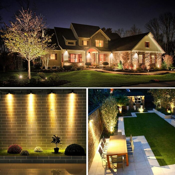 LED Garden Lighting Set with Power, 14M, 4 Spotlights, Warm White 3000K, IP65 Waterproof, 600lm, 27V, 4-in-1
