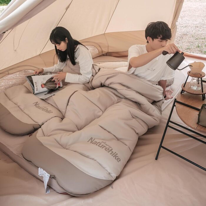 Спальний мішок Naturehike B300 для дорослих, легкий теплий кокон з бавовни для кемпінгу та походів, коричневий