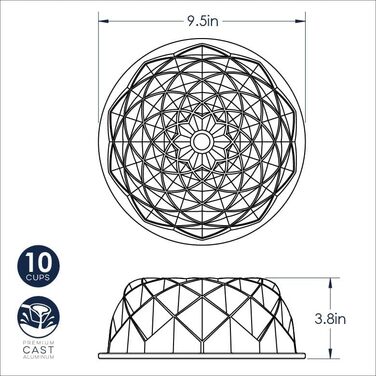 Форма для кексів Гугельхуп Nordic Ware Jubilee, золото, філігранний дизайн, алюміній з антипригарним покриттям, NW 88377