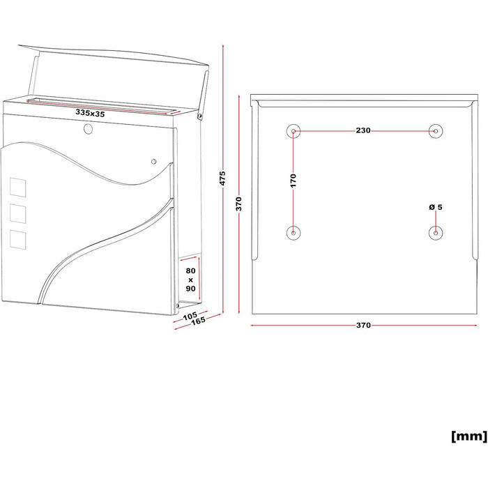 Поштовий ящик Wiltec Designer V24 антрацит/нержавіюча сталь 370x105x370 мм з замком, оглядовим вікном та тримачем для газет, сталевий порошкове покриття