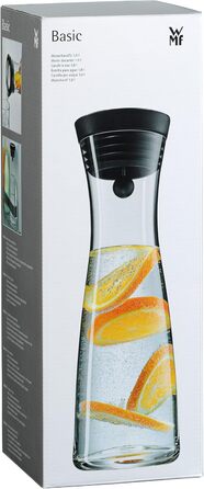 Графін для води WMF Basic 1 л, скляний, з силіконовою кришкою та механізмом CloseUp, чорний