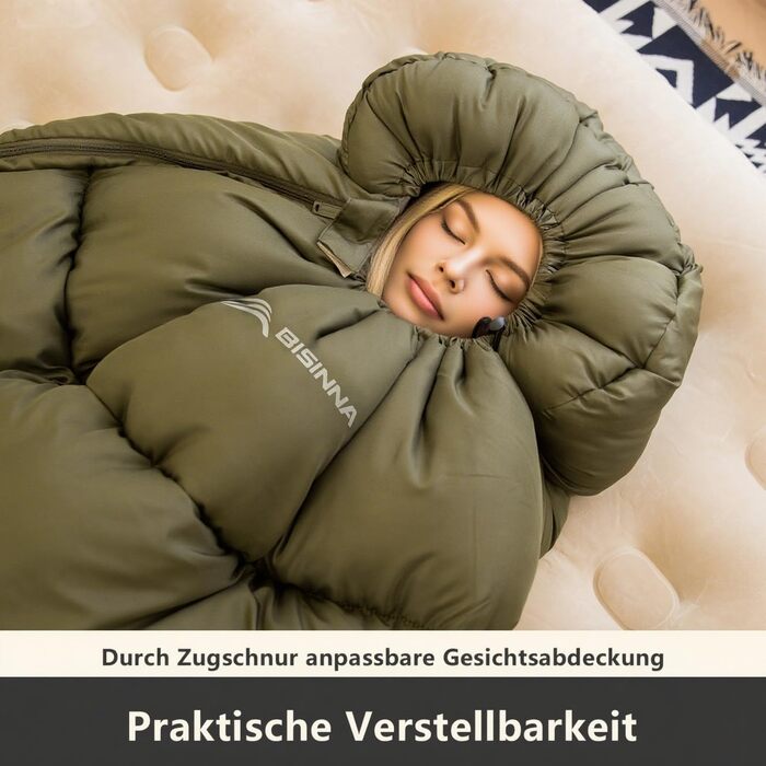 Спальний мішок BISINNA для дорослих: Graphene Polyester, 220x90cm, 4 сезони, водонепроникний, дихаючий, 1.8/2.5kg