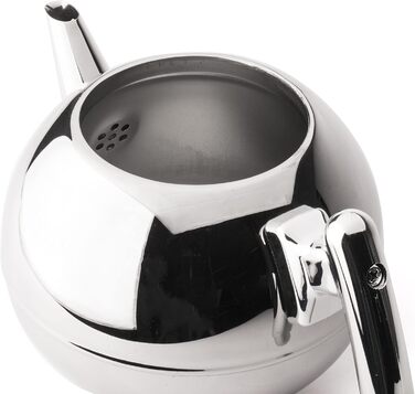 Bredemeijer round, pot-bellied, double-walled stainless steel teapot, 1.2 liters with chrome-colored handle