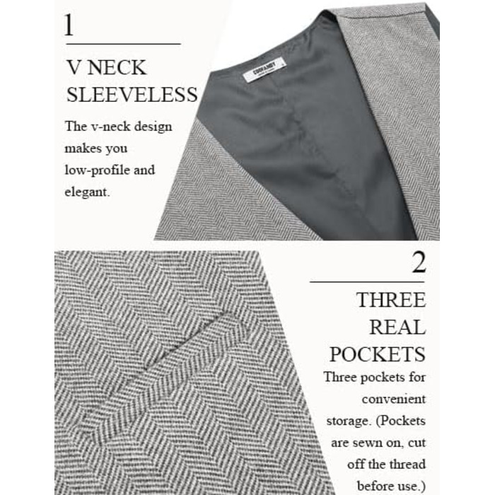 Жилет чоловічий COOFANDY, елегантний, для бізнесу, класичний, сірий, розмір XL