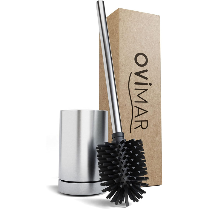 Торцева щітка для унітазу з нержавіючої сталі | Силіконова щітка для унітазу | З вентиляцією | Без кріплення до стіни | Змінний насадок | Знімний піддон | Щітка для унітазу без встановлення на стіну (Срібна)