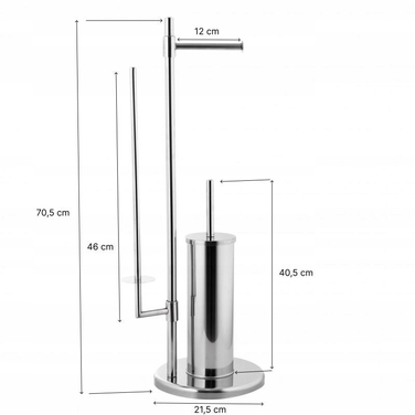 Набір для ванної кімнати Yoka: підставка з тримачем для туалетного паперу та йоржик, хром