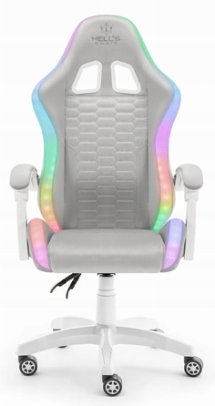 Ігрове крісло Hell's Chair HC-1000, сіра тканина, LED RGB, з подушками