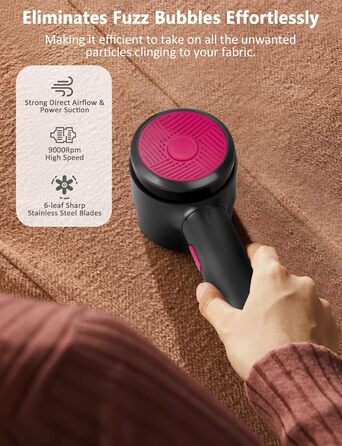 Електричний видалення ворсу LtYioe - портативний пристрій для видалення ворсу з USB-зарядкою, з магнітним кріпленням, потужний, для різних тканин (рожевий)