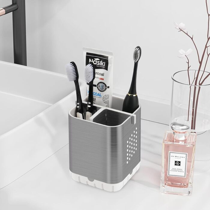 Тримач для електричної зубної щітки з підставкою для насадок та зливом | Організатор для ванної кімнати
