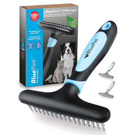 Феллентвіррер BluePet для довгошерстих собак та котів: щітка-розпушувач з двома рядами пінів. Розплутує, видаляє підшерстя та розгладжує довге волосся. Версія 1.0, блакитна
