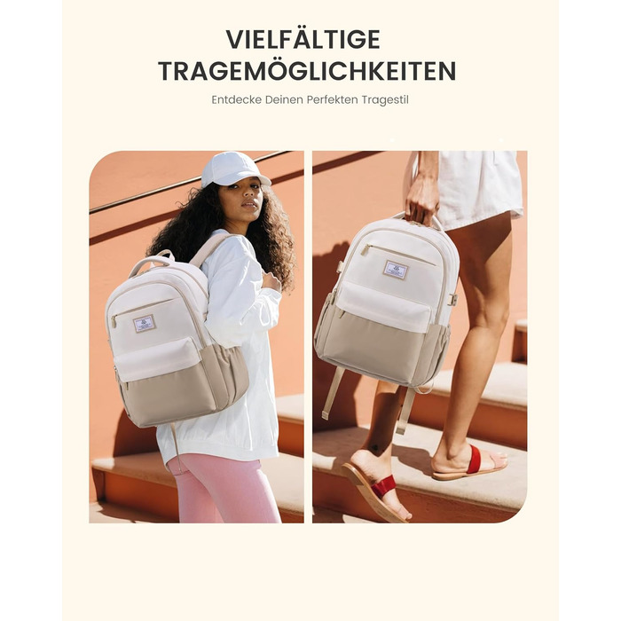 LOVEVOOK Рюкзак для жінок, 15.6 дюймів, рюкзак для ноутбука, шкільний рюкзак для дівчаток-підлітків, водонепроникний, з багатьма відділеннями, сучасний рюкзак для роботи, школи, подорожей, 15.6' (Рожевий & Сірий)