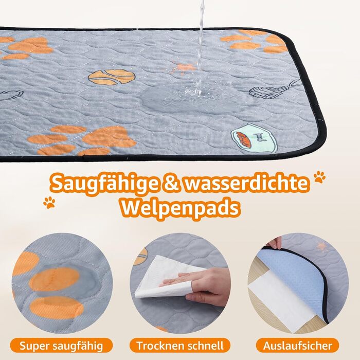 Багаторазові пелюшки для цуценят, 2 шт. - супер вбираючі пелюшки PIPI для собак, неслизькі тренувальні пелюшки для собак для диванів, вольєрів або автокрісел 76x81 см (2 шт.)