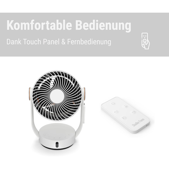 Повітряний циркулятор Stadler Form Leo, білий - вентилятор з поворотом 360°, дистанційне керування, радіус дії 8м