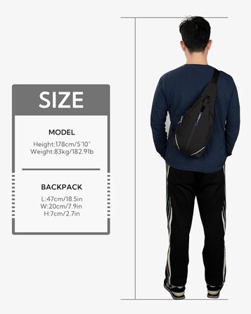 Сумка-слінг WATERFLY на груди для жінок та чоловіків, чорна, мультифункціональна, повсякденна