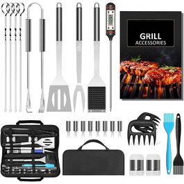 Набір інструментів для грилю на 25 частин, нержавіюча сталь, аксесуари для грилю, кемпінгу, кухня, з сумкою, портативні інструменти для грилю, подарунок для чоловіків та жінок