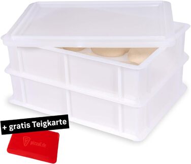 FUMOSA контейнер для зберігання та вистоювання тіста для піци Home 40x30x10 см, набір з 2 боксів і кришкою, італійський пластиковий глечик для тіста, гідрація, для піци, з безкоштовною карткою для тіста