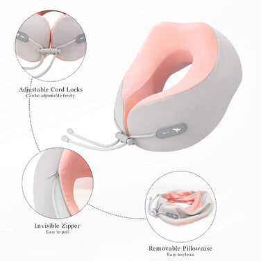 Подушка для шиї Rose з Memory Foam: зручна підтримка голови та шиї для подорожей (літак, авто, поїзд, офіс)