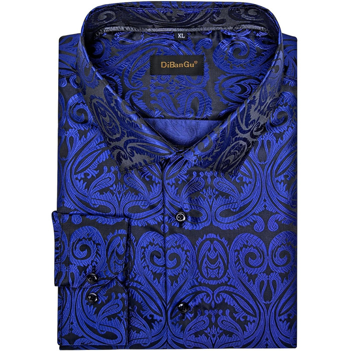Краватка DiBanGu для чоловіків, суцільна шовкова краватка та нагрудна хустинка, краватка для весілля, краваткові затискачі, комплект формальний універсальний розмір (3XL, темно-синій)