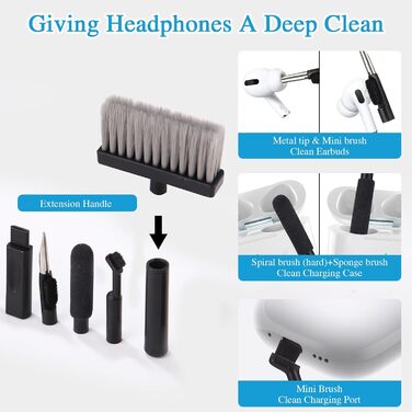 Набір для чищення техніки 22 в 1 з підставкою для зап'ястя, для AirPods, планшетів, телефонів (чорний)