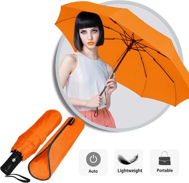 Зонт дорожній автоматичний SIEPASA, компактний, чорний у горошок (S-orange)