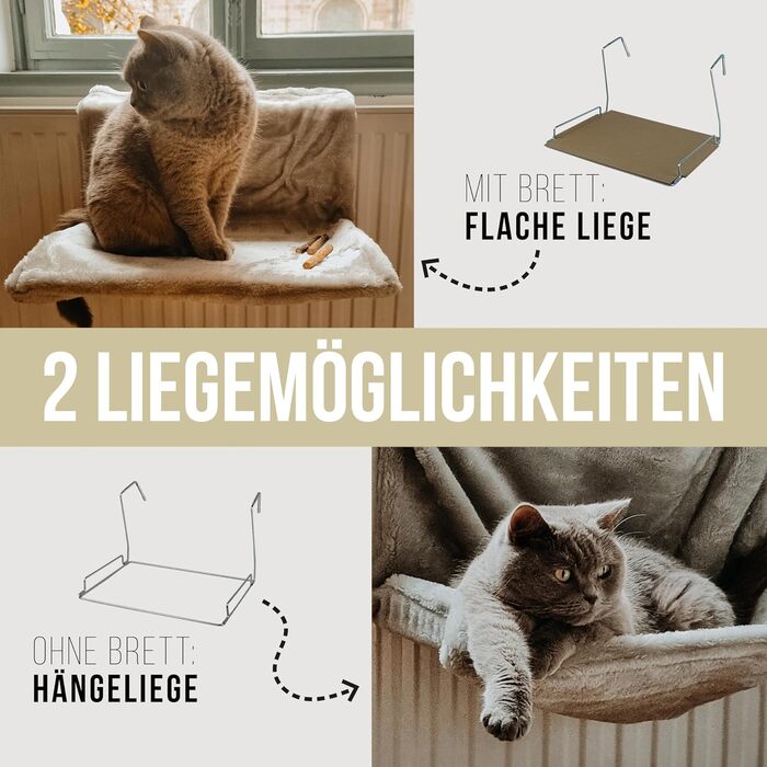 Cat Bed for Radiators incl. 5 Matatabi Sticks | COZY RADIATOR BED | Suitable for all radiators | Cat hammock for radiators | Free from harmful substances | with removable insert (Light - Grey)