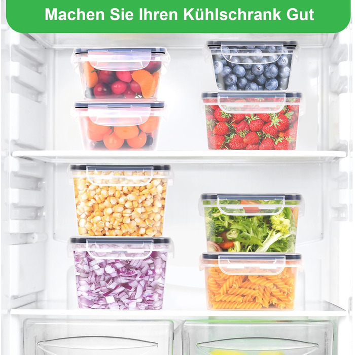 Набір контейнерів Kottwca, 30 шт. (15 контейнерів + 15 кришок) - набір для зберігання продуктів, 100% герметичність, BPA-Free, для мікрохвильовки та холодильника (8 великих об'ємів)
