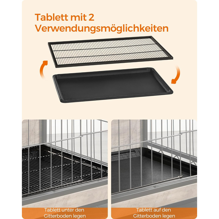 Клітка для собак Feandrea з приставним столиком, переноска, сучасна будка для собак до 36 кг, міцна, для дому, знімний піддон, 2 двері, PFC004X01 (112 x 75 x 82 см, Greige)