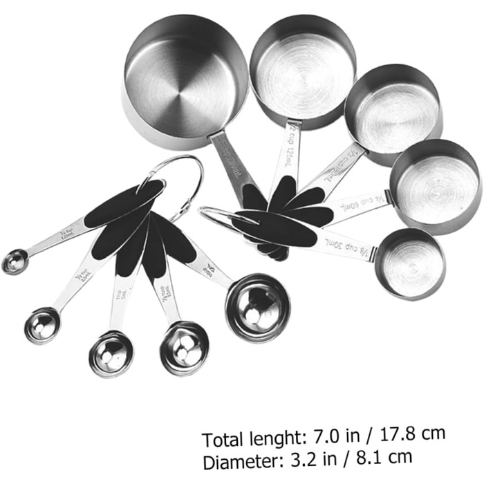 1 Measuring Cup Tool, Kitchen Cooking Spoon made of Steel, Teaspoon for Seasoning, Stainless Steel Flour, Practical Ingredient Spoons, Measurements, Weight, Metal Dry Scoop