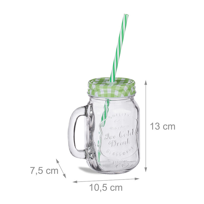 Relaxdays Drinking Glasses with Straws, 8-Piece Set