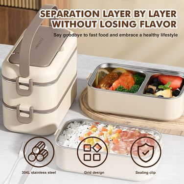 Ланчбокс Bento з нержавіючої сталі, прямокутний, витікання, великий об'єм, ізольований, для дорослих, мікрохвильова піч, для офісу та школи