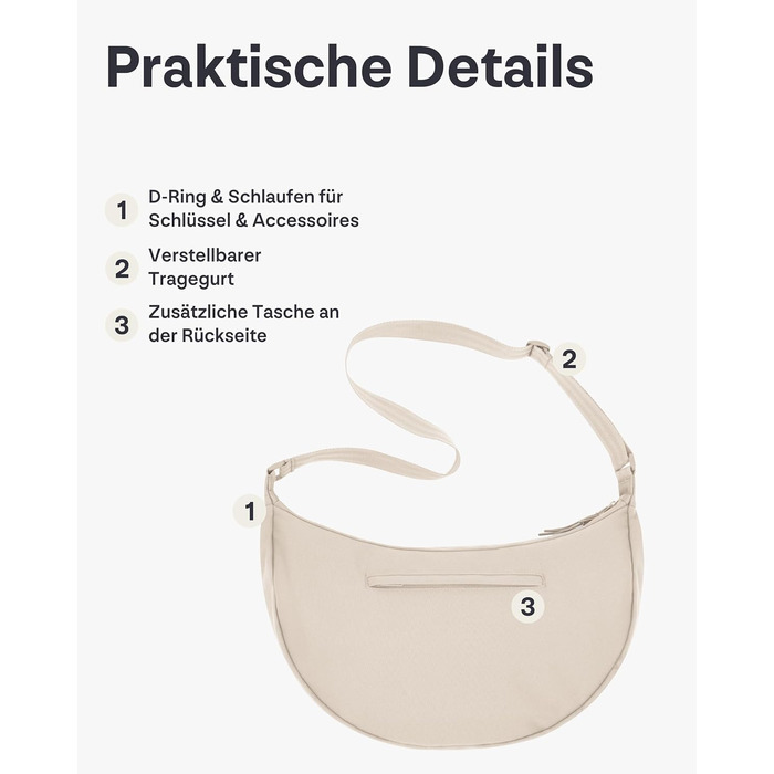 Сумка через плече Johnny Urban Ally Medium Grau (10л) - Місячна форма, водонепроникна, регульований ремінець