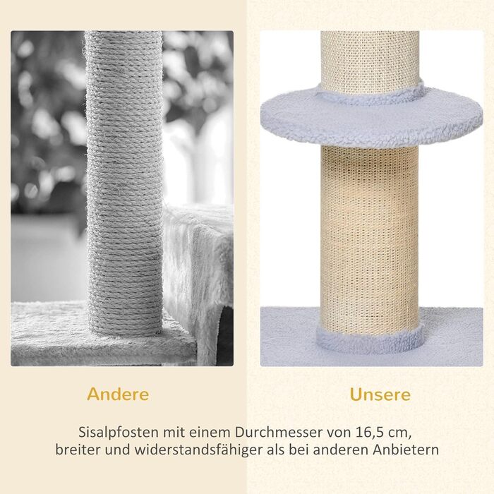 PawHut Cat Tree Small 91 cm Cat Tree with Cat Bed, Cat Scratching Post Play Tree Scratching Post with Platform for Cats up to 5 kg Sisal Lambswool Light Blue