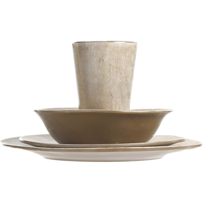 Набір посуду Gibson Home Woodlands, 16 предметів, меламін, пластик, для 4 осіб, з елементами дерева