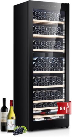 Kalamera 45-Bottle Dual Zone Wine Refrigerator - 120 Liter Capacity with LCD Display - 5-10°C/10-18°C Temperature Zones