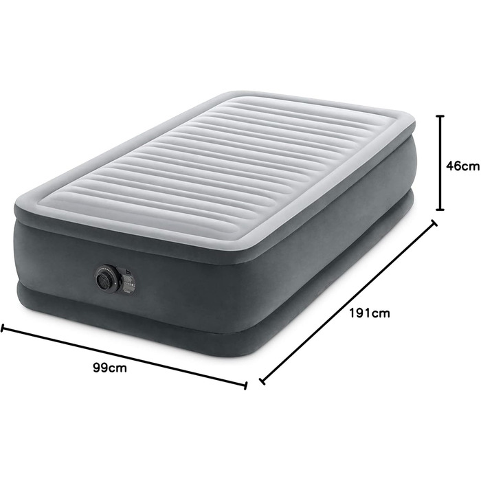 Надувне ліжко Intex Twin Comfort-Plush з Fiber-Tech RP, розмір: 99 x 191 x 46 см (64412ND)