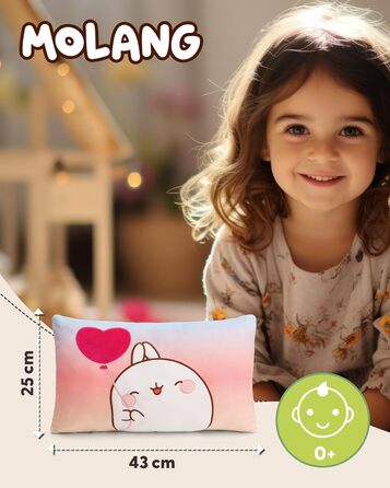 Дитяча плюшева подушка NICI MOLANG 43x25 см, м’яка іграшка для хлопчиків, дівчаток і малюків, кольорова, для дому, садка та подорожей
