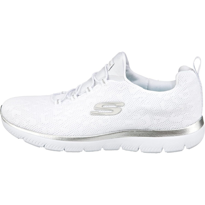 Кросівки Skechers Summits Leopard Spot для жінок, 39.5 EU, білий сітчастий верх з сріблястою окантовкою