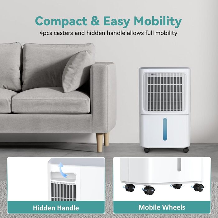 Електричний осушувач повітря Leenon 16L - тихий осушувач для підвалу, квартири, ванної кімнати, сушіння білизни, з таймером, авто-restart, 35м²