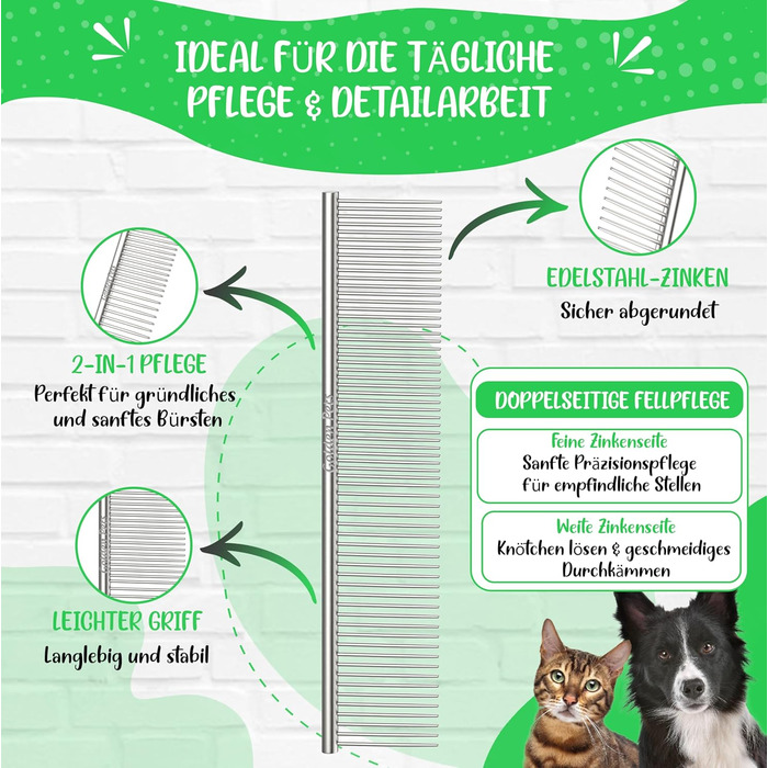 Зубна щітка для собак та котів з захисними нопочками - видаляє підшерсток, ковтуни та вузли. Ідеально для довгошерстих порід, наприклад, кокапу, пуделів. Розмір M-L, професійний гребінь L.