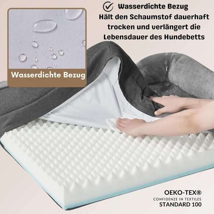 Ортопедичне ліжко для собак середніх та великих порід CORTESPETS® - зручне собаче ліжко з Memory Foam, водонепроникним покриттям та знімним чохлом. Розмір: 90 x 64 x 17 см