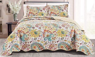 Набір постільної білизни GrandLinen 3 шт. (Oversize) з квітковим візерунком, 299.7x241.3 см, King-Size, блакитний, сірий, золотий