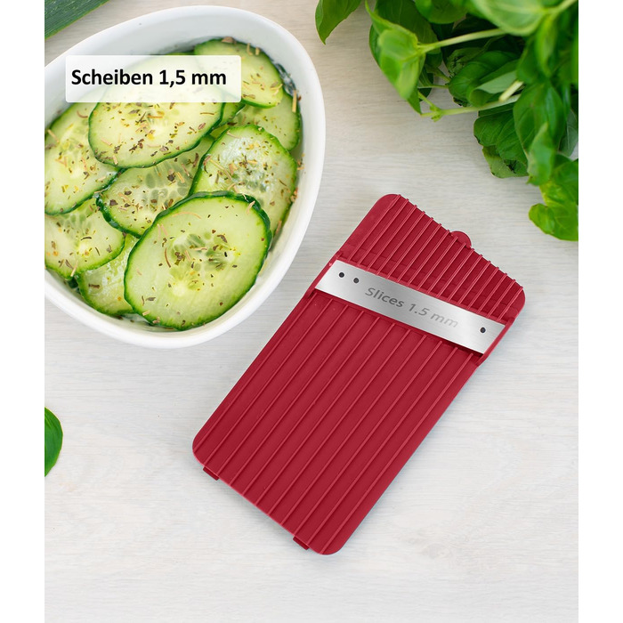 Nicer Dicer Mandoline Vegetable Chopper - 12-Piece Set with Interchangeable Blades - Vegetable Slicer, Julienne Cutter, Cucumber Slicer - Turquoise/Green (Red/Gray)