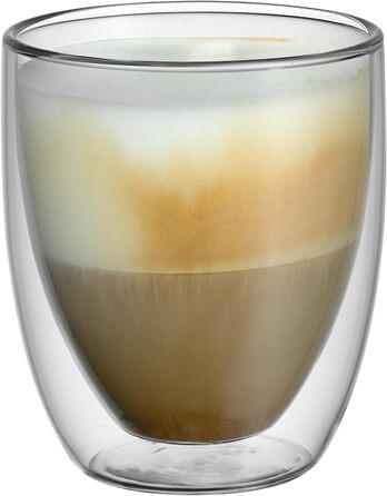 WMF Double-Walled Cappuccino Glasses Set, 2-Piece, Double-Walled Glasses 250ml, Floating Effect, Thermal Glasses, Heat-Resistant Tea Glass, Coffee Glass